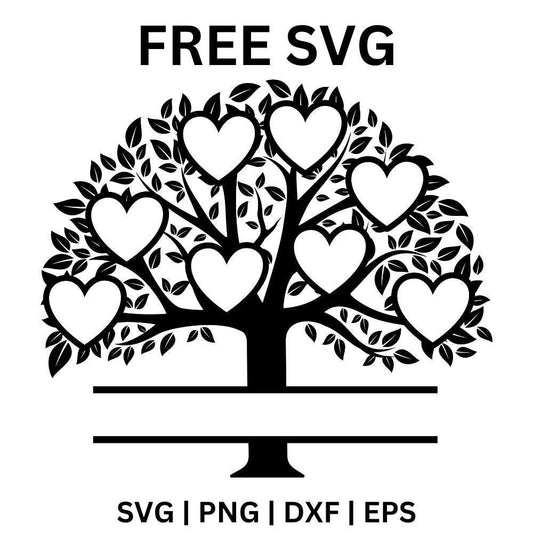 Family Tree SVG Free | 8 Hearts Design for Cricut & Silhouette