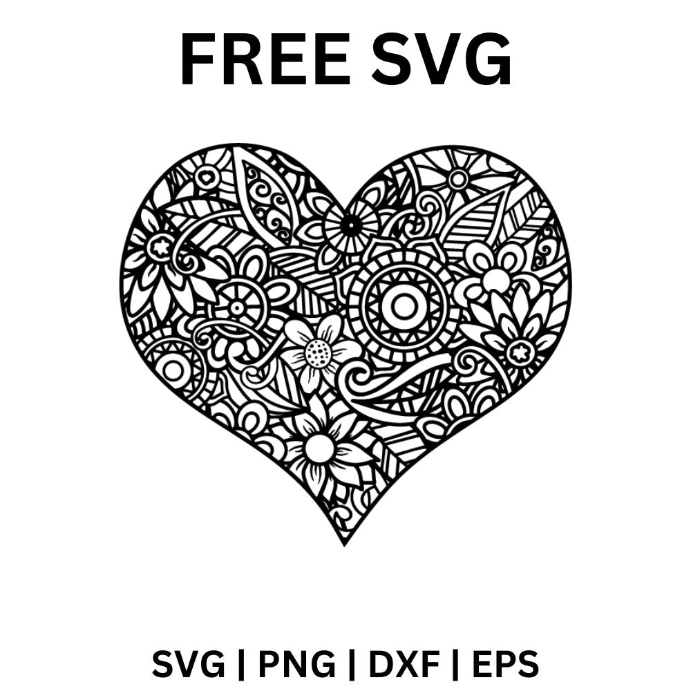Heart Mandala SVG Free | Floral Love Design for Cricut & Silhouette ...