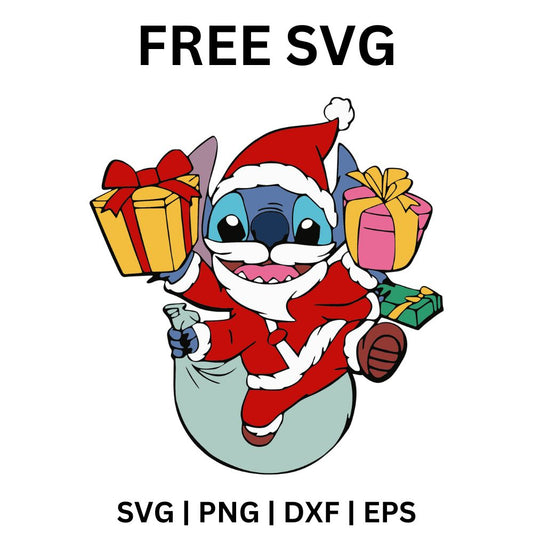 Santa Stitch Gifts SVG Free for Chrismas Holiday Cards and Decorations-8SVG