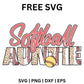 Softball Auntie SVG Free | Glittery Typography with Ball Accent for Cricut & Silhouette
