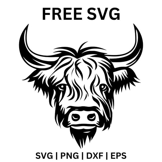 Highland Cow Face SVG Free | Bold Cow Head Silhouette for Cricut & Silhouette