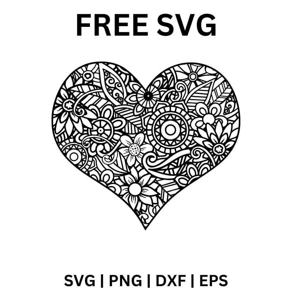 Zentangle Heart SVG Free | Intricate Valentine Cut File for Cricut & S ...