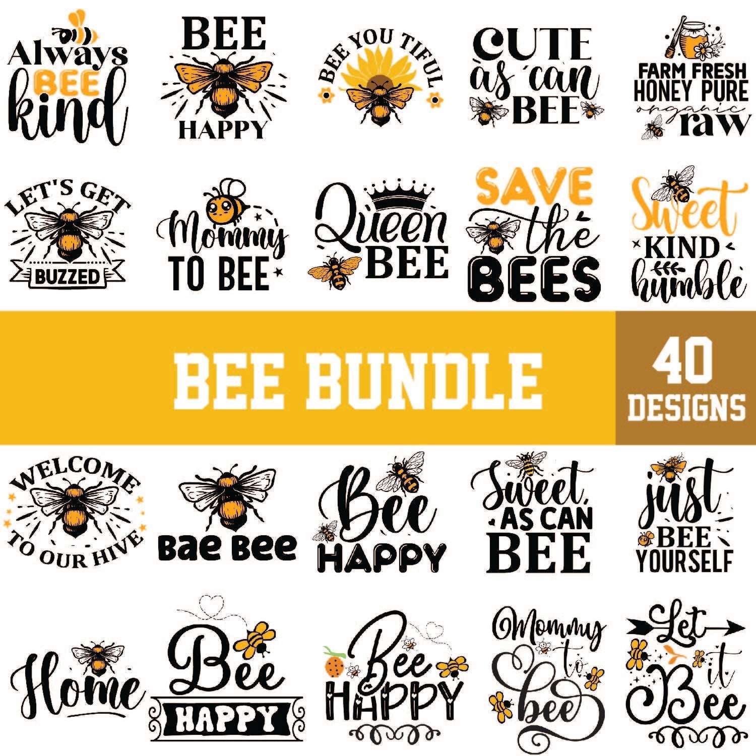 40+ Bee Svg Bundle Cut Files For Cricut- 8SVG