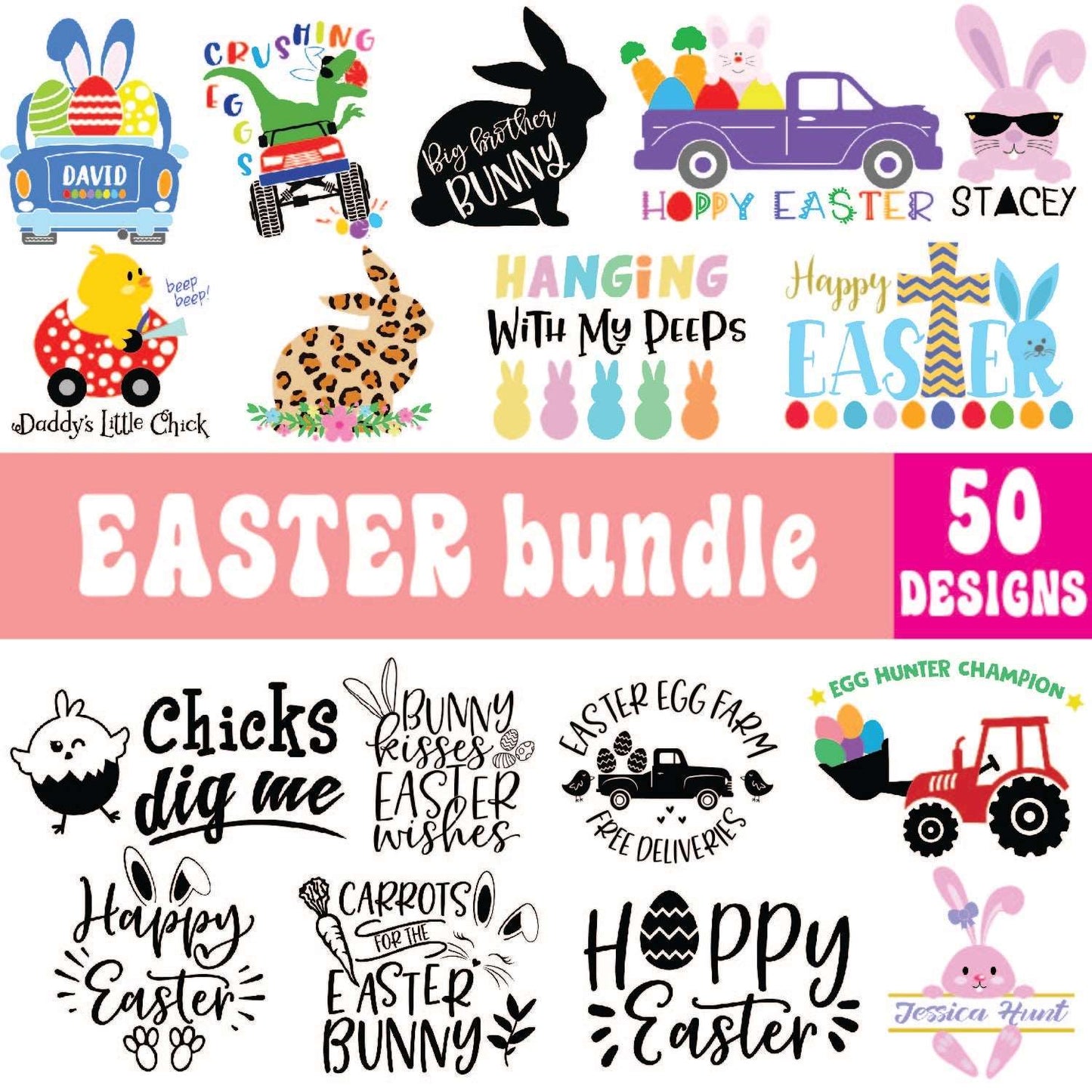 50 Easter Svg Bundle Cut Files For Cricut- 8SVG