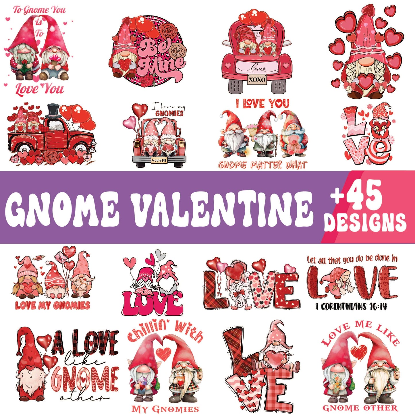+45 Gnome SVG For Valentine Bundle- 8SVG