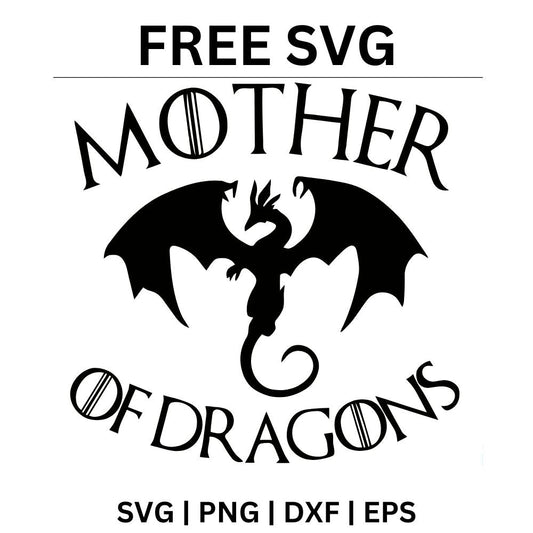 Arched black serif fantasy quote above and below a black dragon with spread bat wings in the center, free black dragon SVG cut file preview.