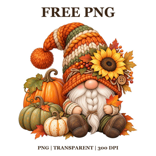 Autumn Gnome With Pumpkins Free PNG – Fall Gnome Clipart Design-8SVG