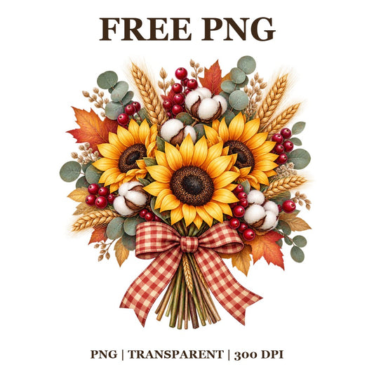 Autumn Sunflower Harvest Bouquet Free PNG – Autumn Bouquet Clipart-8SVG