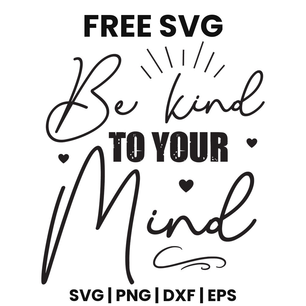 Be Kind To Your Mind SVG mental health awareness design