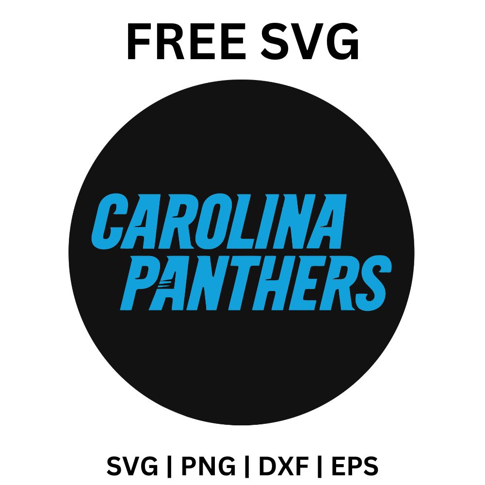 Solid black circle with bold bright blue italic two-line team name lettering in the center, free round football wordmark SVG cut file preview.