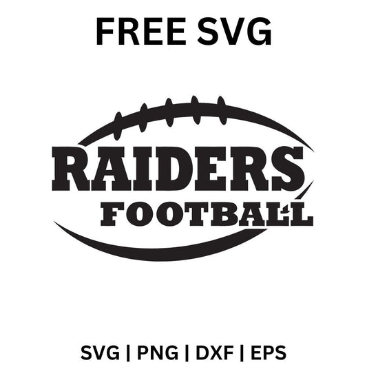 Black football outline with laces on top framing bold team name lettering above smaller Football lettering, free football text SVG cut file preview.