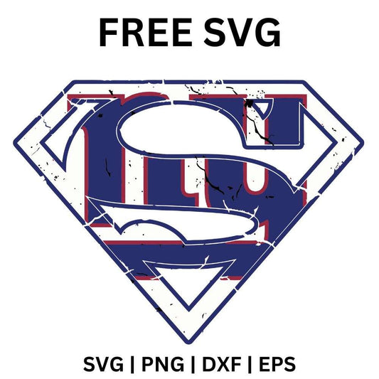 Blue and red diamond hero shield filled with white lowercase n and y letters with red stripes, free blue hero shield letters SVG cut file preview.