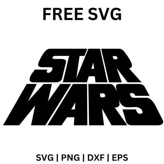 Bold black two-line space movie title lettering in a slanted receding perspective, free space movie title SVG cut file preview.