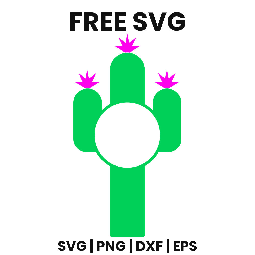 Cactus Monogram SVG Free – Circle Frame Design-8SVG