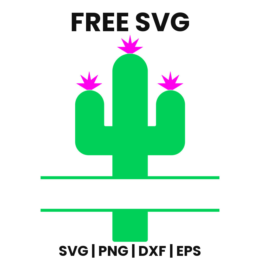 Cactus Split Frame SVG Free – Name Plate Design-8SVG
