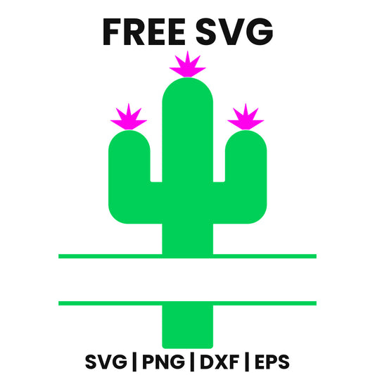 Cactus Split Frame SVG Free – Name Plate Design-8SVG
