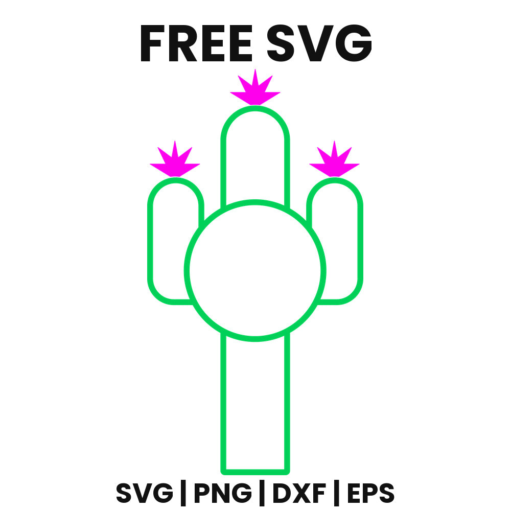 Cactus Outline Monogram SVG Free – Circle Frame Design-8SVG