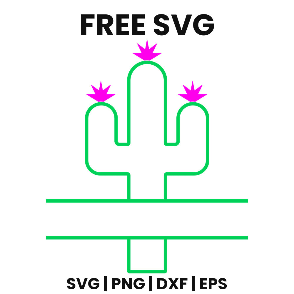 Cactus Outline Split Frame SVG Free – Name Plate Design-8SVG