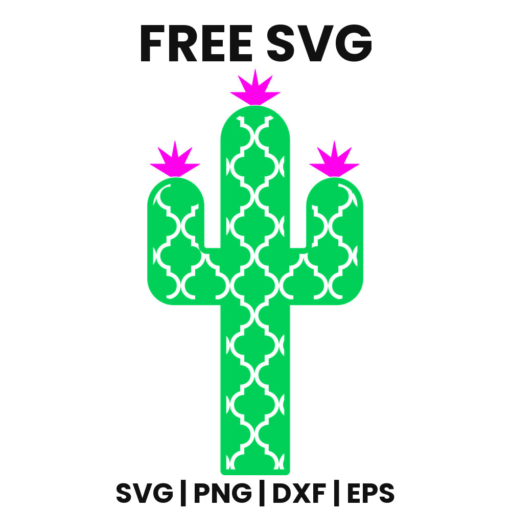 Quatrefoil Cactus SVG Free – Classic Silhouette Design-8SVG