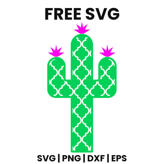 Quatrefoil Cactus SVG Free – Classic Silhouette Design-8SVG
