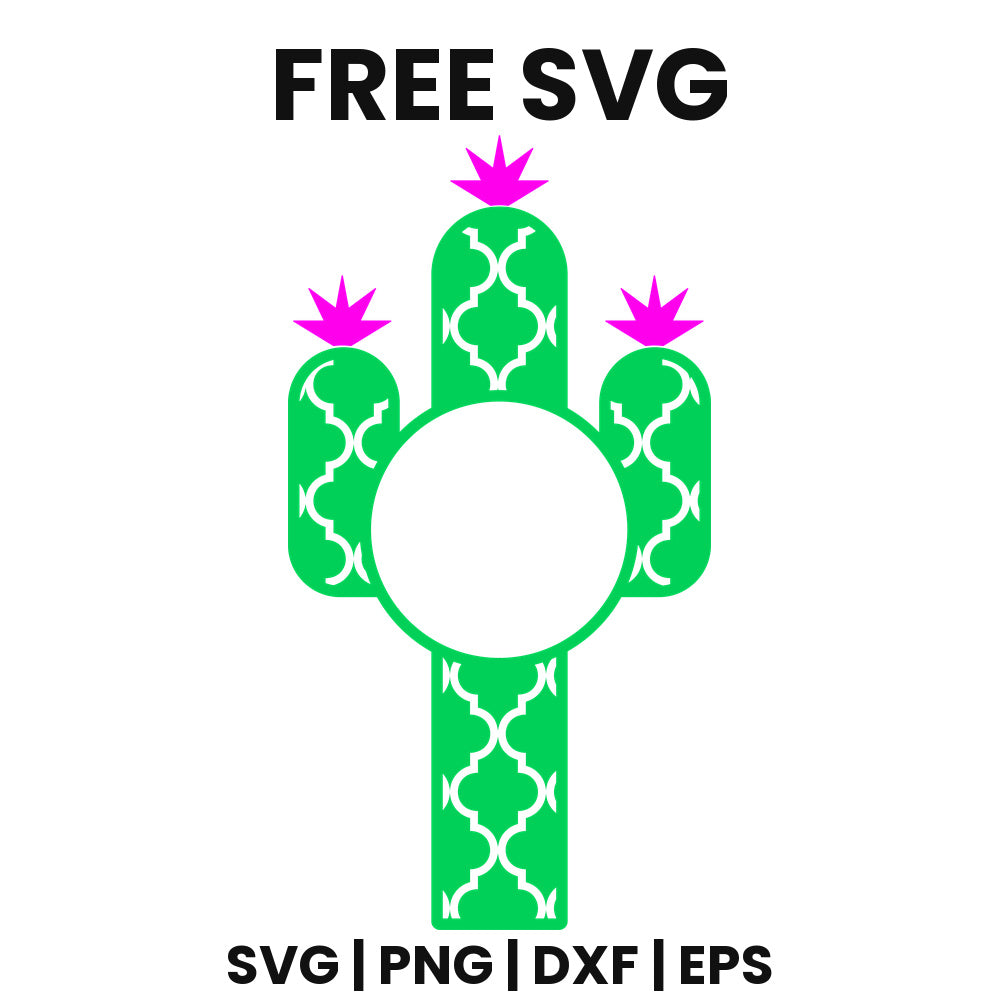 Quatrefoil Cactus Monogram SVG Free – Circle Frame Design-8SVG
