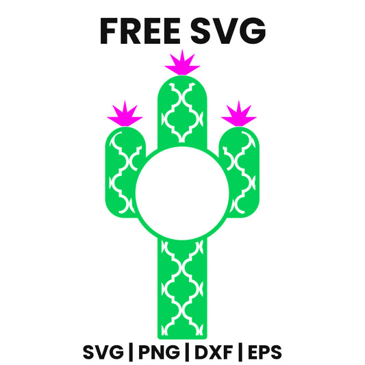Quatrefoil Cactus Monogram SVG Free – Circle Frame Design-8SVG