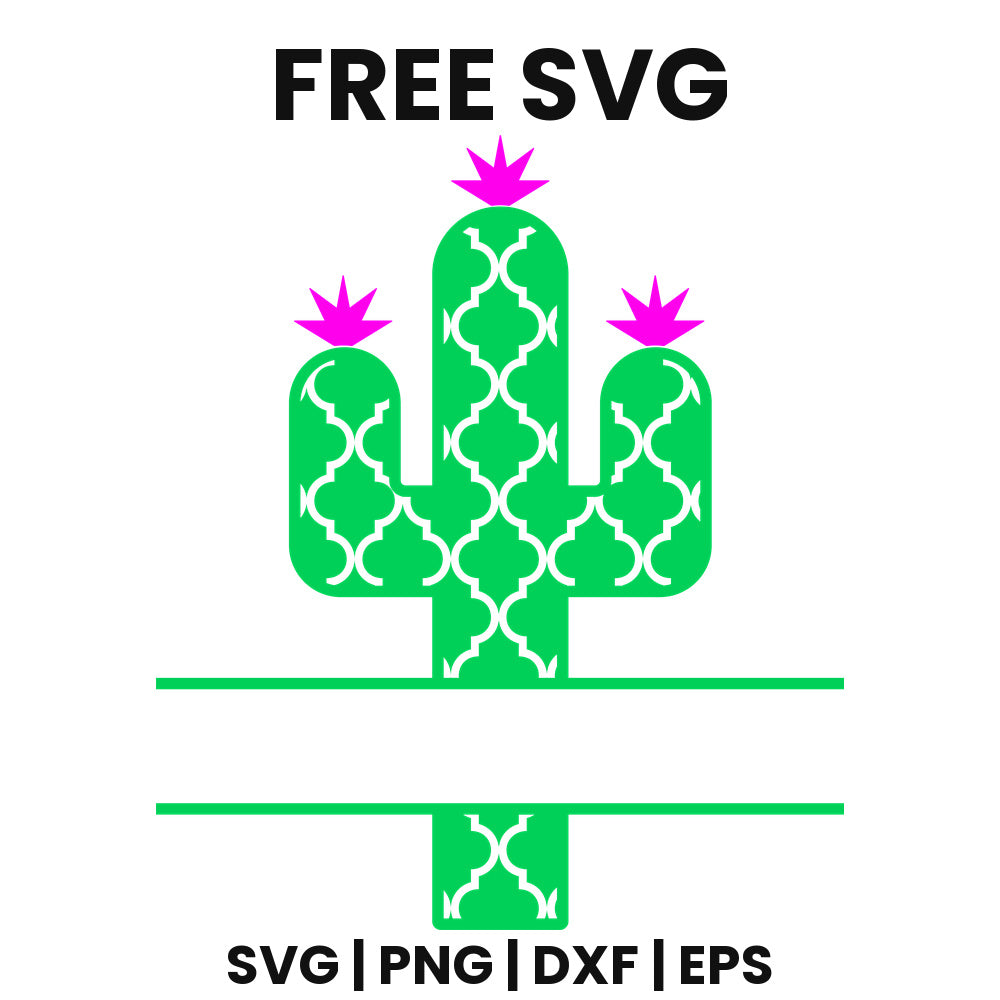 Quatrefoil Cactus Split Frame SVG Free – Name Plate Design-8SVG