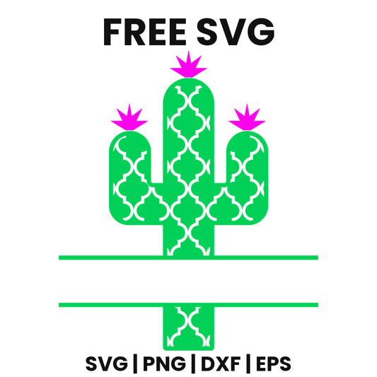 Quatrefoil Cactus Split Frame SVG Free – Name Plate Design-8SVG