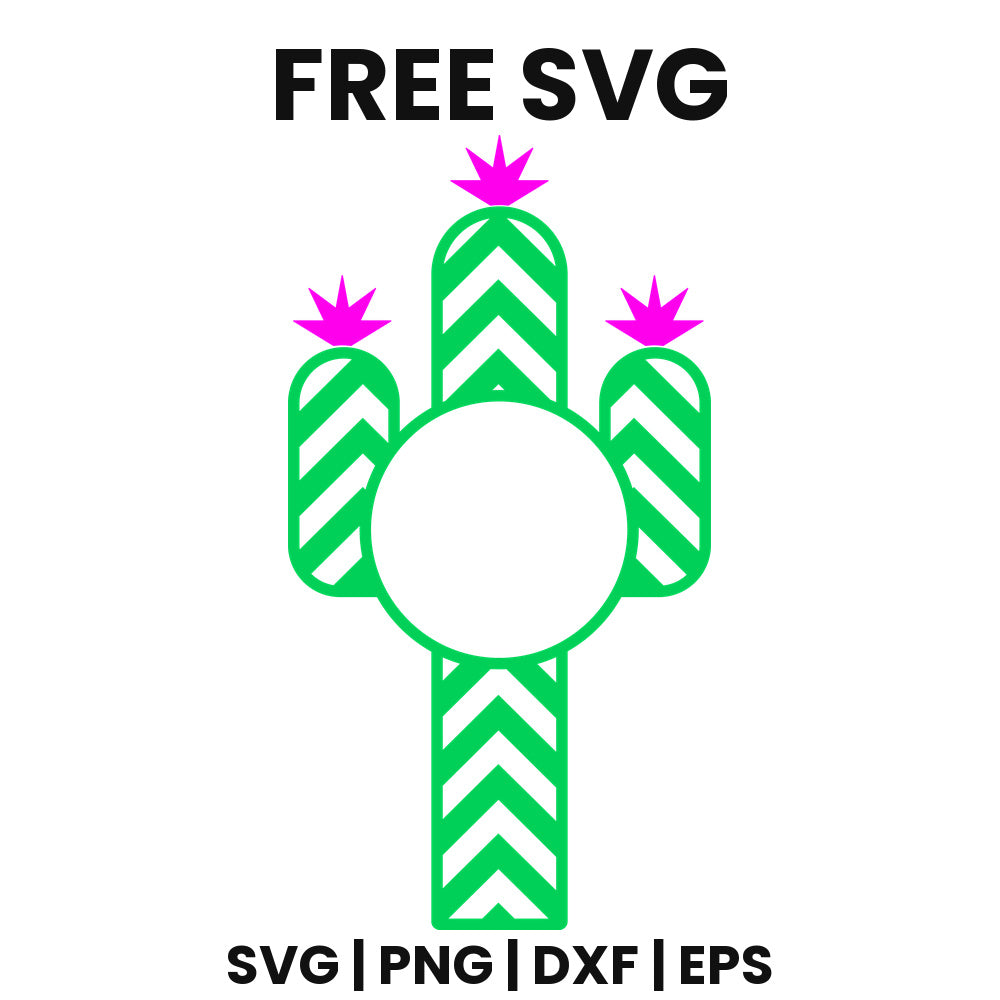 Chevron Cactus Monogram SVG Free – Circle Frame Design-8SVG
