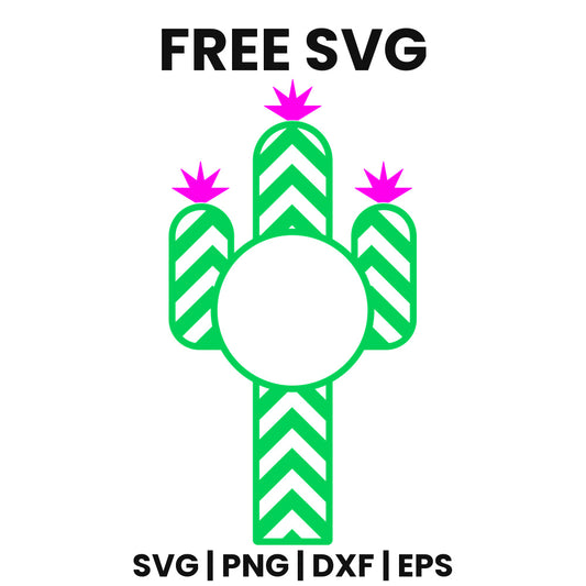 Chevron Cactus Monogram SVG Free – Circle Frame Design-8SVG