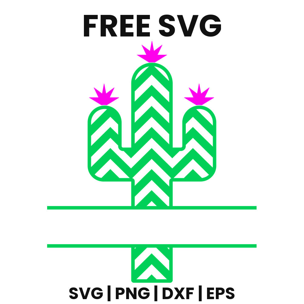 Chevron Cactus Split Frame SVG Free – Name Plate Design-8SVG