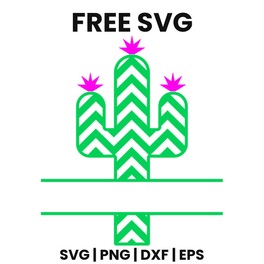 Chevron Cactus Split Frame SVG Free – Name Plate Design-8SVG
