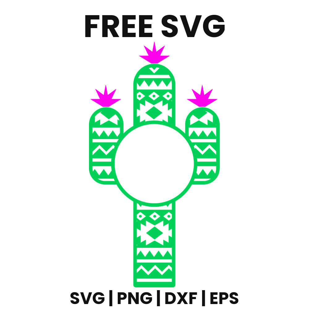 Aztec Cactus Monogram SVG Free – Circle Frame Design-8SVG