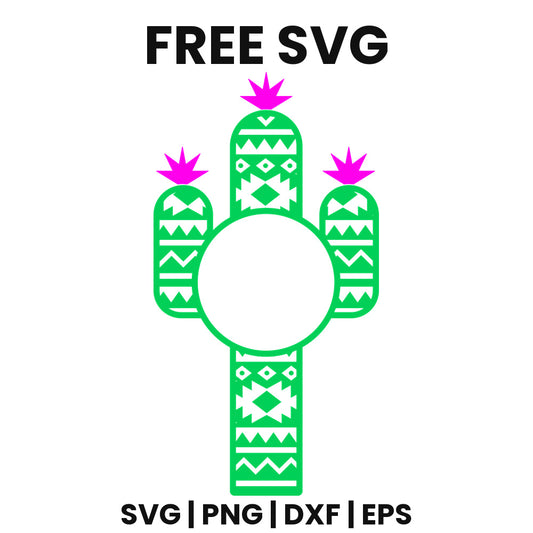 Aztec Cactus Monogram SVG Free – Circle Frame Design-8SVG