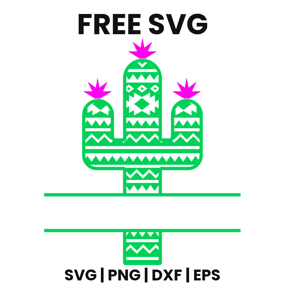 Aztec Cactus Split Frame SVG Free – Name Plate Design-8SVG