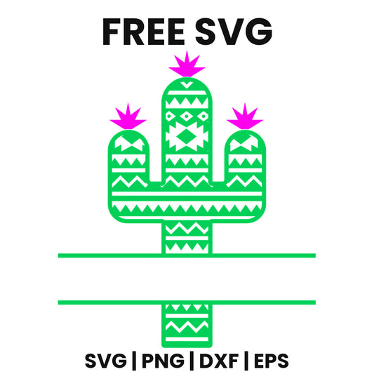 Aztec Cactus Split Frame SVG Free – Name Plate Design-8SVG