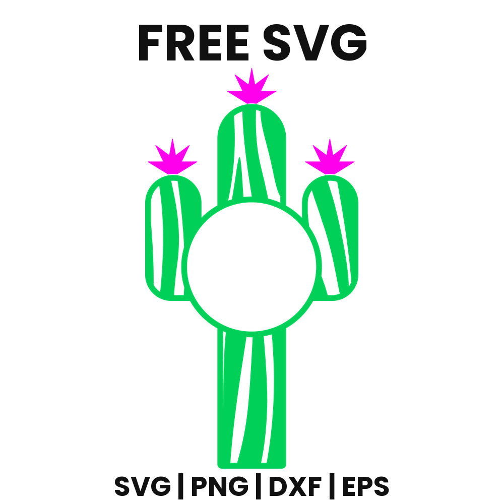 Striped Cactus Monogram SVG Free – Circle Frame Design-8SVG