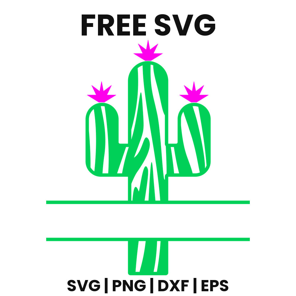 Striped Cactus Split Frame SVG Free – Name Plate Design-8SVG