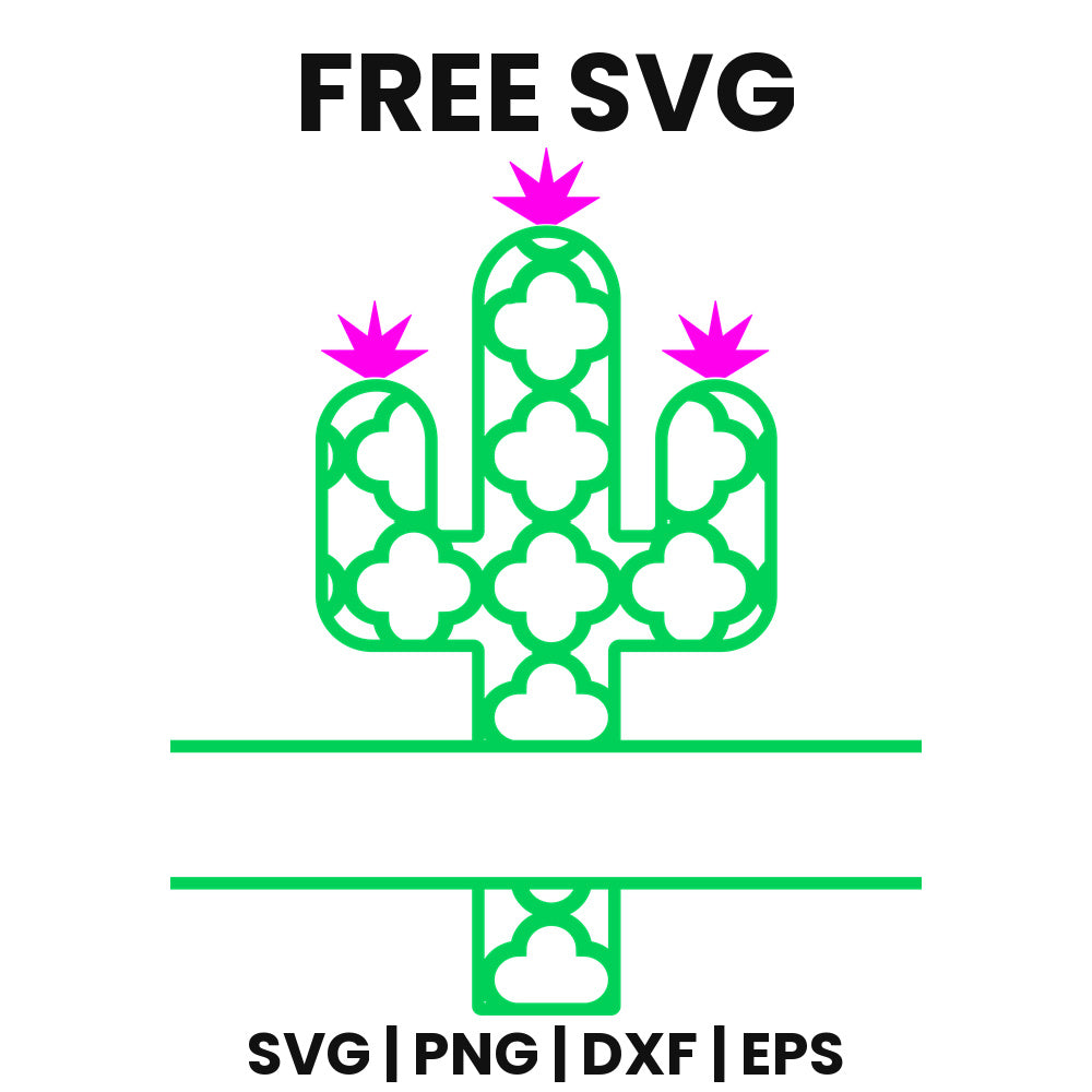 Clover Cactus Split Frame SVG Free – Name Plate Design-8SVG
