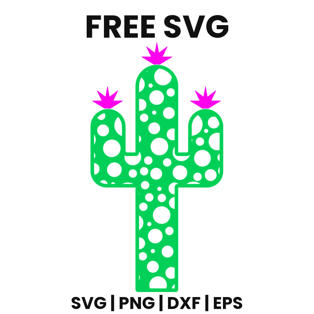 Polka Dot Cactus SVG Free – Dotted Pattern Design-8SVG