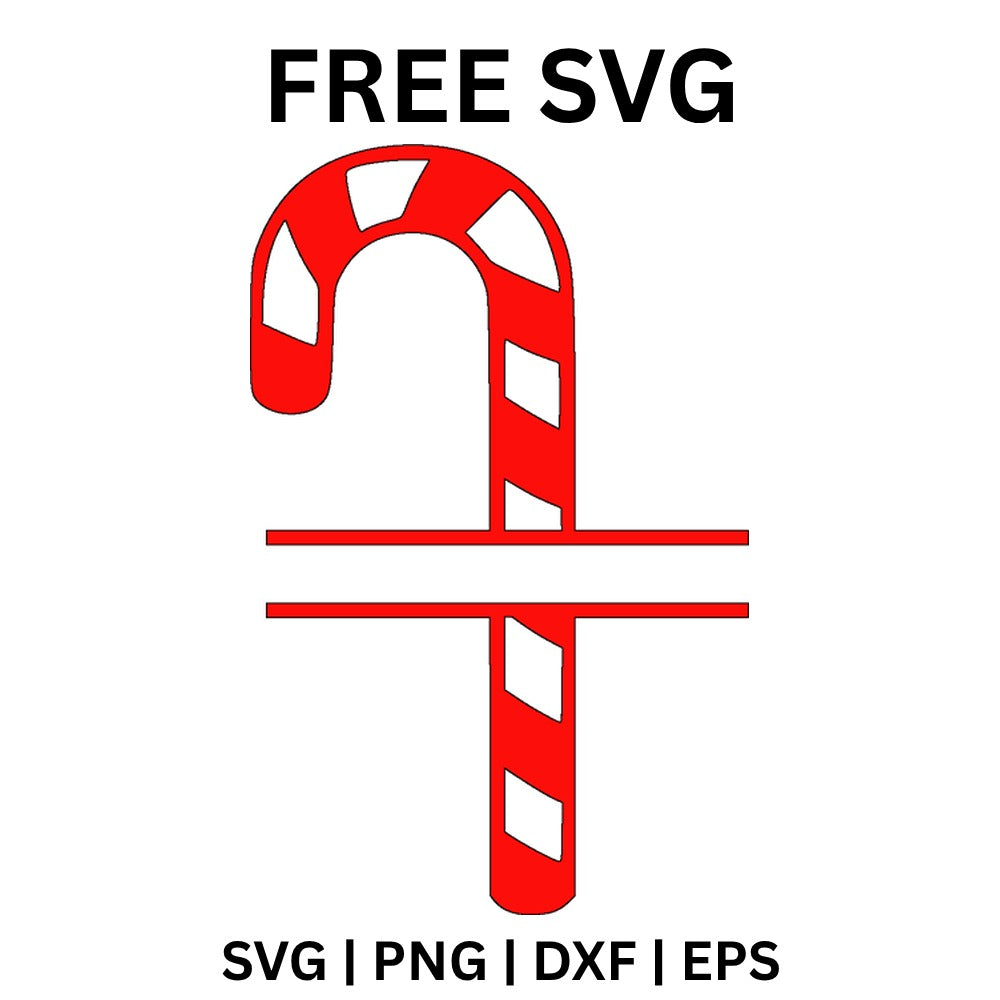 Candy Cane Split Monogram SVG Free – Christmas Split Name Frame-8SVG