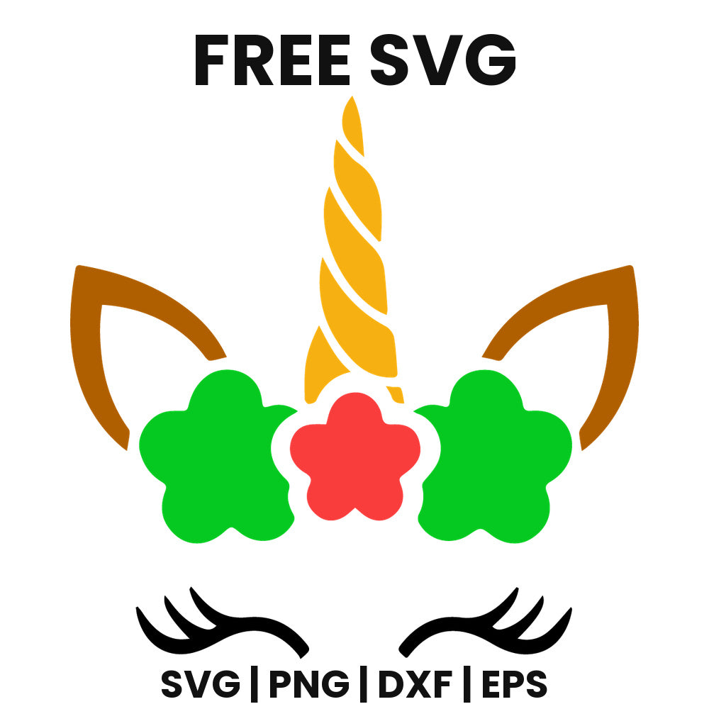 Christmas Unicorn Face Holly SVG Free – Holly Unicorn Design-8SVG