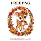 Cute Baby Deer Autumn Wreath Free PNG – Autumn Deer Wreath Clipart