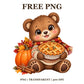 Cute Bear Pumpkin Pie Thanksgiving Free PNG – Thanksgiving Bear Clipart