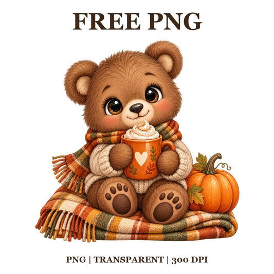Cute Bear Pumpkin Spice Mug Free PNG – Cozy Pumpkin Spice Clipart-8SVG