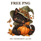Cute Black Cat Witch Pumpkin Free PNG – Cute Witch Cat Clipart