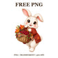 Cute Bunny Cranberry Basket Free PNG – Thanksgiving Bunny Clipart