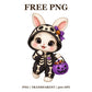 Cute Bunny Skeleton Costume Free PNG – Halloween Bunny Clipart