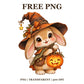 Cute Bunny Witch Pumpkin Lantern Free PNG – Cute Witch Bunny Clipart