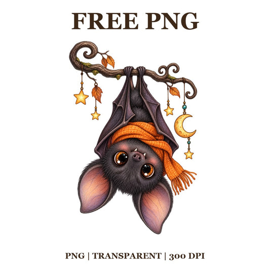 Cute Hanging Bat Halloween Free PNG – Cute Halloween Bat Clipart-8SVG
